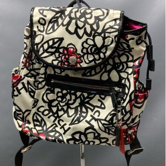Coach Poppy "Daisy Floral Graffiti Nylon Backpack w/Top Handle